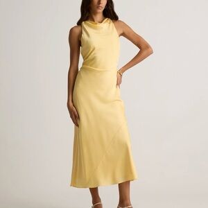 Quince Washable Stretch Silk Midi Dress in Butter Yellow Size Small NWOT 203
